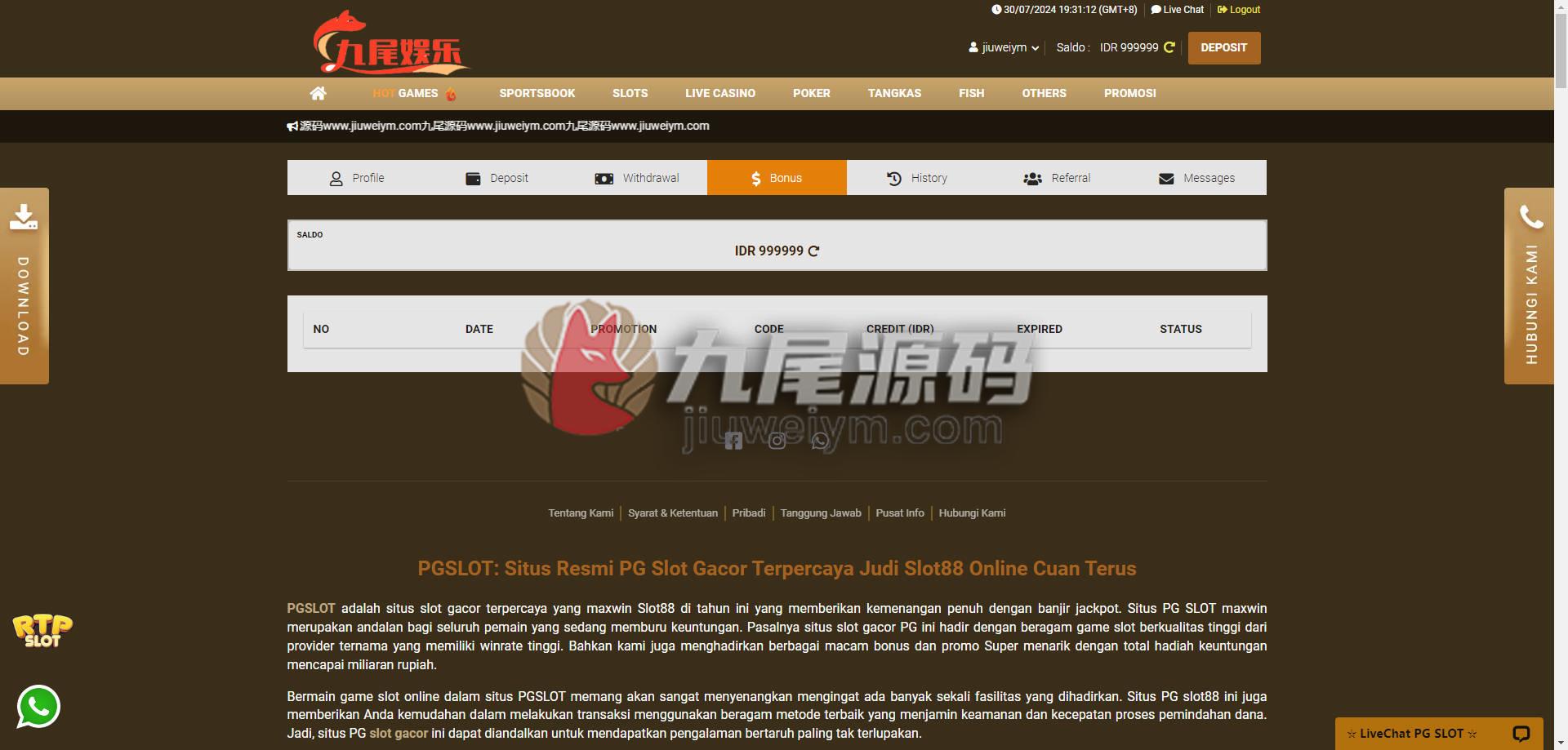 PGSLOTS印尼语综合系统源代码/彩种系统/拉霸/捕鱼游戏/电子游戏/印尼SLOTS/印尼Lottery/印尼彩 商品图片 20