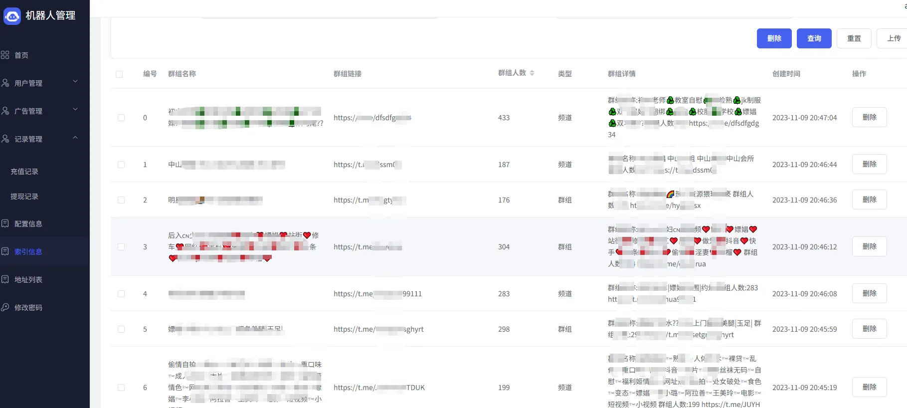 JAVA超级索引TG搜索机器人源码 需准备JDK 1.8 Redis必须设密码 MySQL 8.0+ 务必在Constants.java替换成自己的机器人Token 数据表默认库 商品图片 5