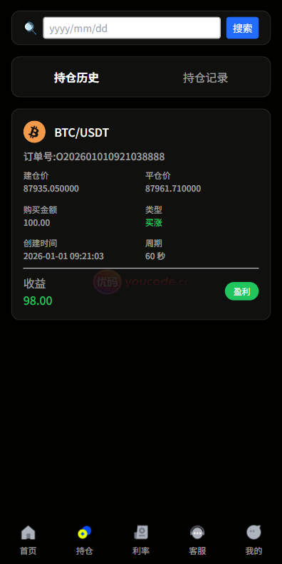 国际化虚拟币交易微型盘系统/秒期货合约交易/信用分/实名认证
