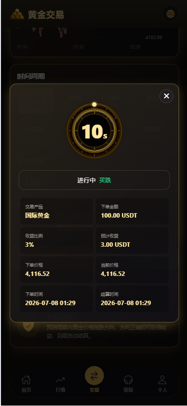 新版海外黄金系统微交易/黄金系统秒永续合约交易/黄金系统投资/前端VUE 商品图片 6