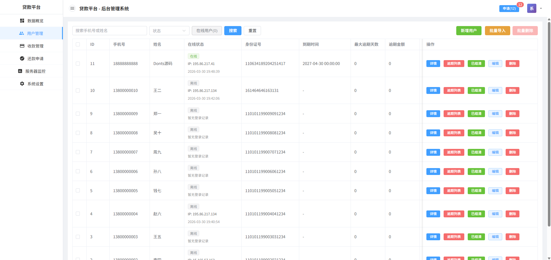 分期付催收贷款源代码/贷款催收源代码/前端vue纯源代码+后端Java纯源代码 商品图片 11